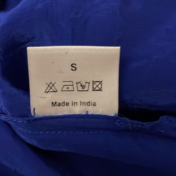 Shahida Parides Blue Sleeveless Silk Maxi Dress Size Small - Picture 6 of 6